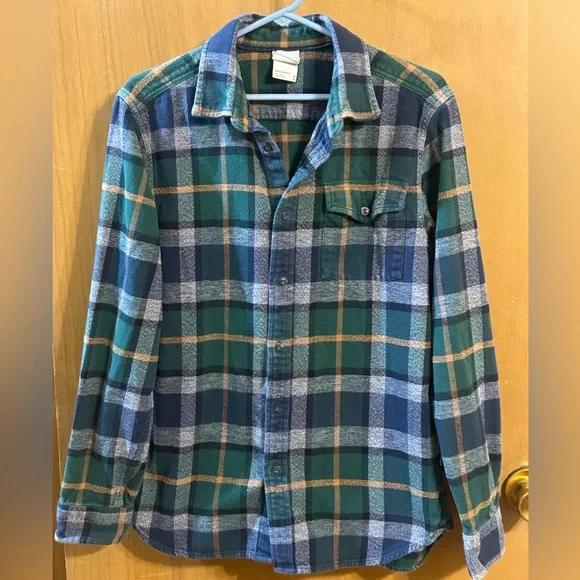 The North Face‎ Green Tan Plaid Flannel Shirt Size Medium