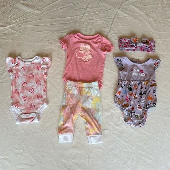 Bundle of Disney, baby girl, size 3 month outfits. All are in GREAT CONDITION.