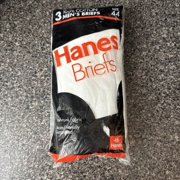 Vintage 90s Hanes Mens Briefs 3 Pack NOS Size 44 White Cotton