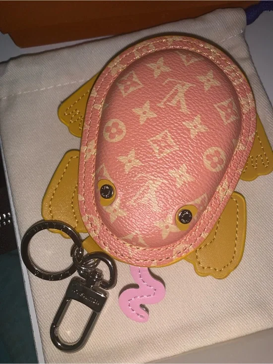 Monogram frog purse/bag charm keychain zipper pouch