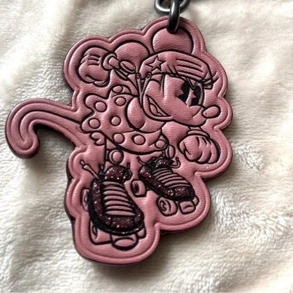 COACH X DISNEY MINNIE MOUSE ROLLER SKATING PINK BAG CHARM KEYCHAIN