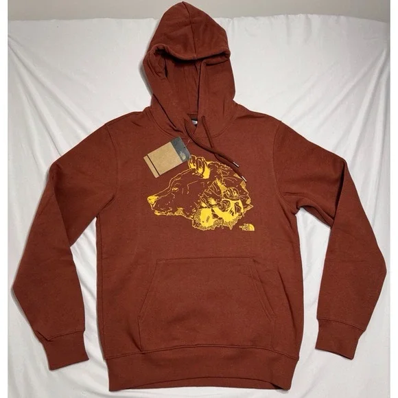 NWT The North Face‎ TNF Bear Pullover Hoodie Red/Orange Mens Size Small