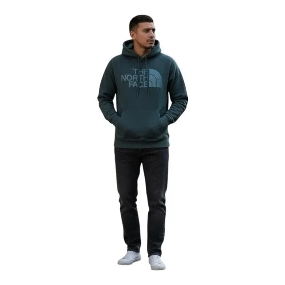 The North Face Logo‎ Pullover Hoodie Green Washed Raglan – Size XL