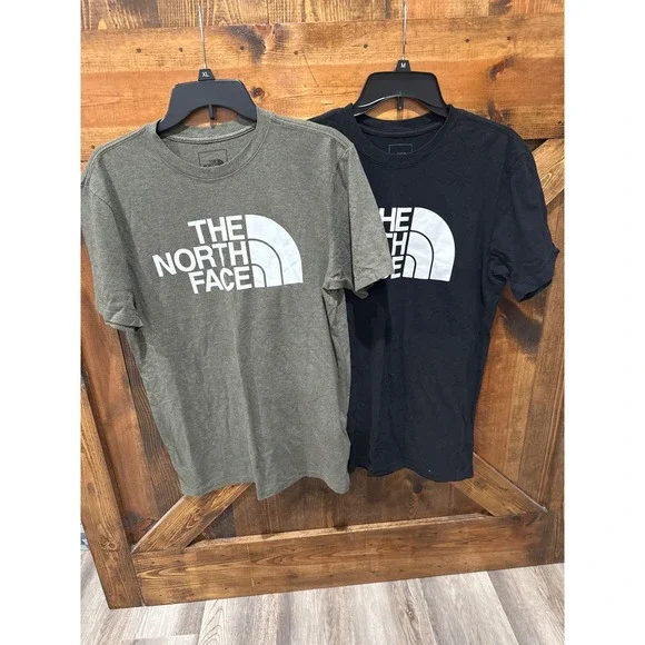 The North Face Mens Half Dome Logo T-Shirt 2 Pack Black Olive Green Size Medium