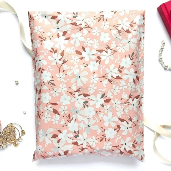 Set of 20 10x13 Spring Blossom Pink White Poly Mailers Seller Tools Packaging