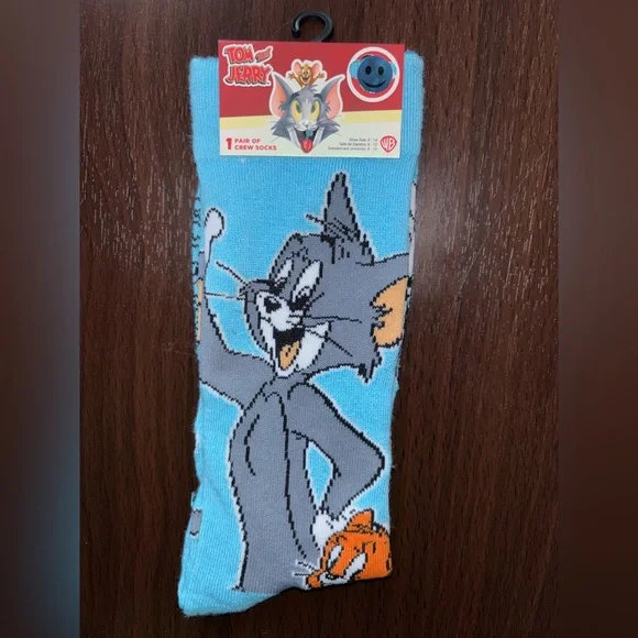 TOM AND JERRY NOVELTY CREW SOCKS NWT MEN’S SHOE SIZE 6-12