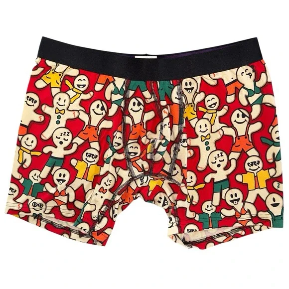 MeUndies Mens Medium Red Christmas Gingerbread‎ Man Modal Boxer Briefs NWOT
