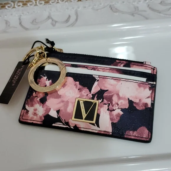 Victoria's Secret Night Bloom Credit Carad Case Coin Wallet & Keychain