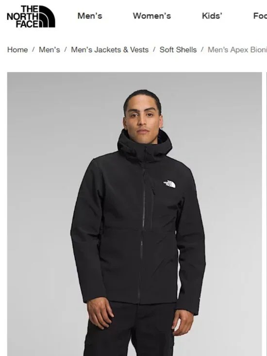 The North Face Men’s Medium Apex Bionic 3 Hoodie Black NWT Soft Shell Jacket