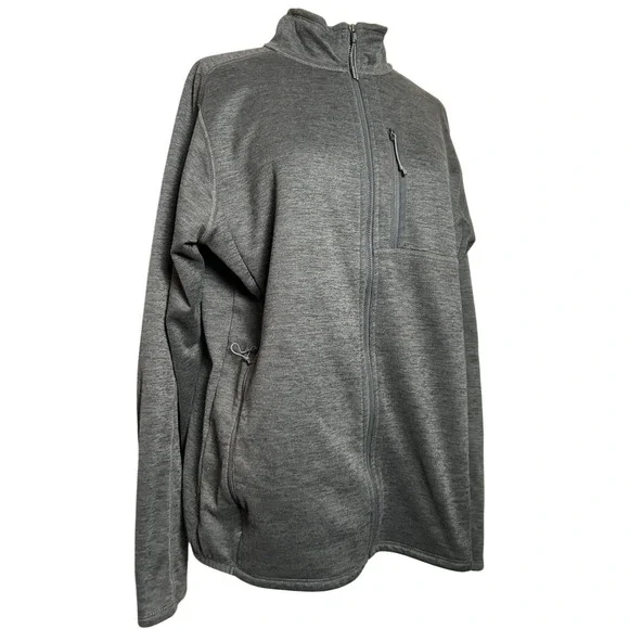 The North Face Mens Full Zip Fleece Jacket Gray Heather Mock Neck Medium Hiking‎
