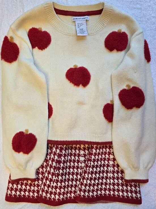 Cupcakes & Cashmere Girl's Sweater and Houndstooth Skirt Set - Apples