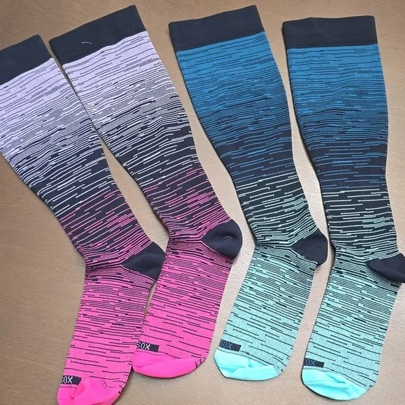 LEVSOX Gradient Pink & Blue Men's Socks Compression Sz L Set‎ Of 2 Pairs