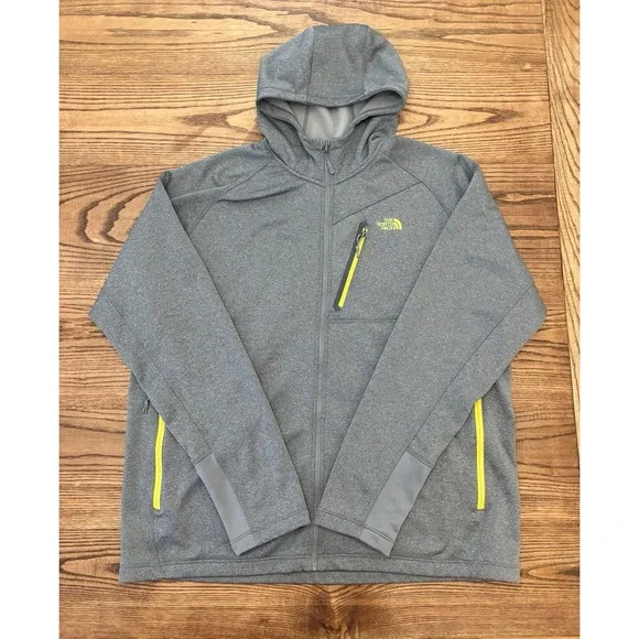 The North Face Men's XXL Grey/Yellow Canyonlands Full Zip Hoodie Sweatshirt