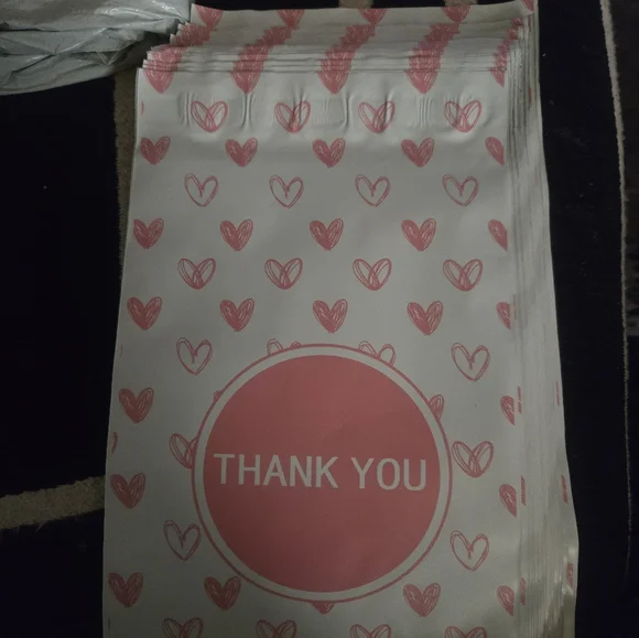Pink Gray Polymailers Says Thank You Qty 25 6 X 9