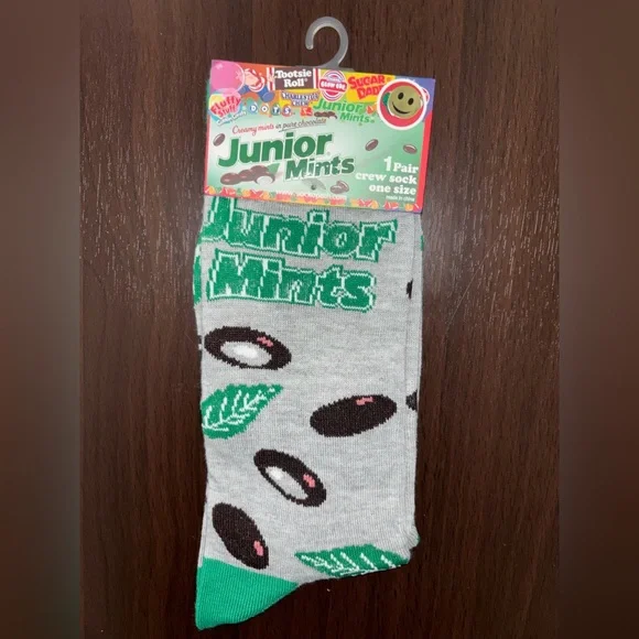 JUNIOR MINTS NOVELTY CREW SOCKS NWT MEN’S SHOE SIZE 8-12
