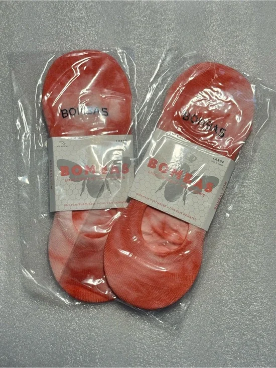Bombas Unisex Lightweight Tie Dye No Show Orange Socks 2-Pack Size Large
