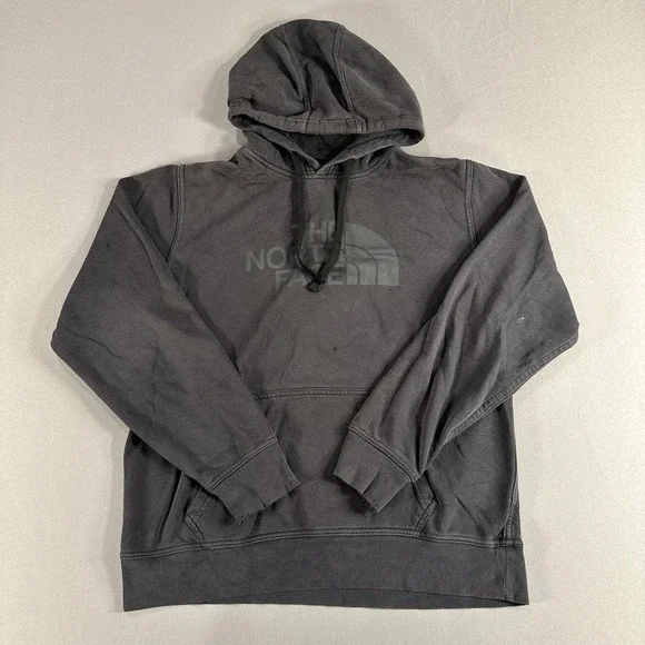 The North Face Hoodie Mens Medium Gray Fleece Pullover Sweatshirt Logo Graphic
