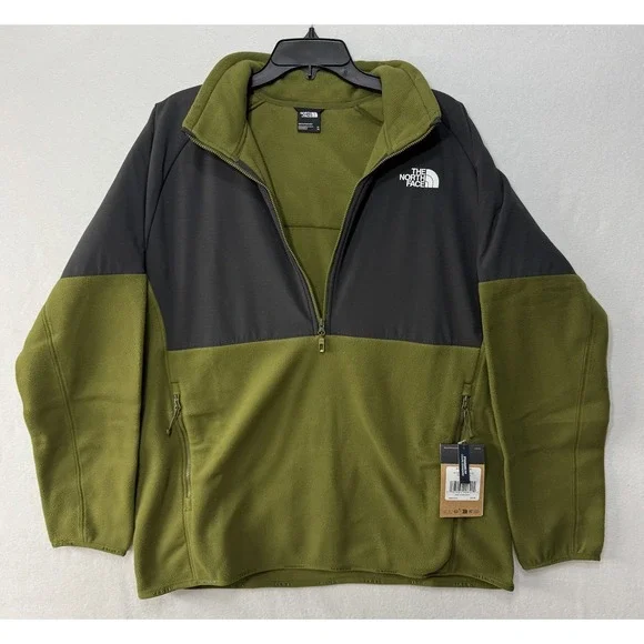 THE NORTH FACE Glacier Heavyweight 1/2 Zip Forest Olive/Asphalt Grey TNF Mens XL