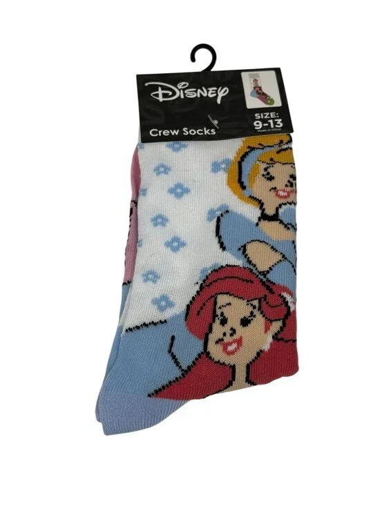 Disney Princess Crew Socks Womens 9-13 Ariel Cinderella Tiana NWT