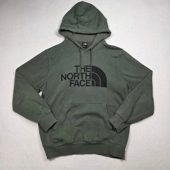 The North Face Hoodie Mens XL Green Half Dome Logo Pullover Fleece Sweatshirt