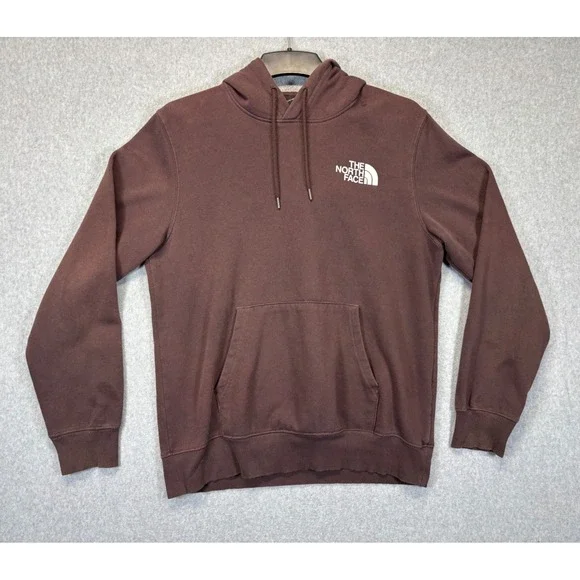 The North Face Mens Brown Never Stop Exploring Box Logo Hoodie Sweatshirt Medium