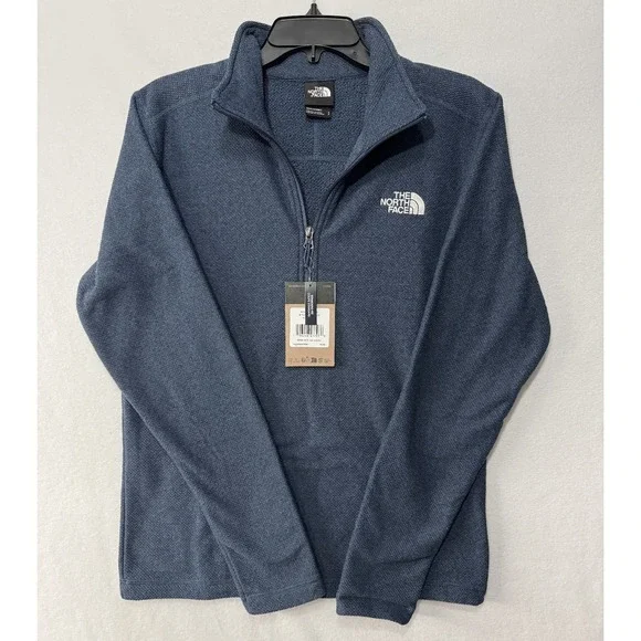The North Face Textured Cap Rock Fleece 1/4 Zip Pullover Blue Men's Small NWT