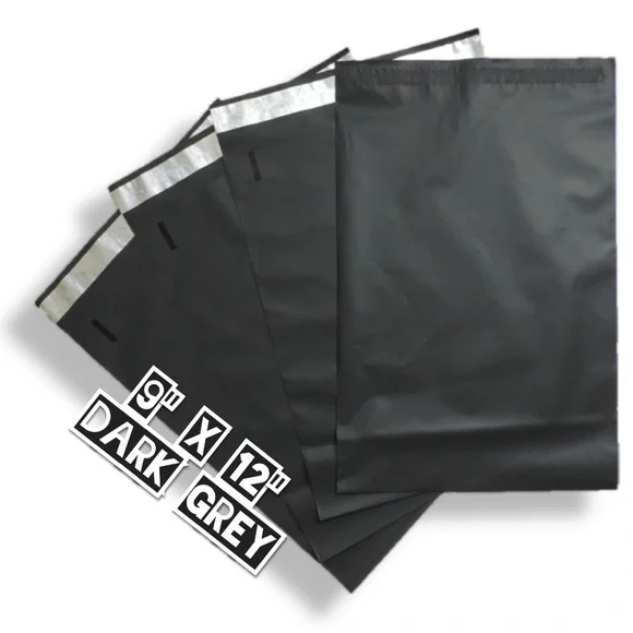 50 Dark Grey Poly Mailers 9x12