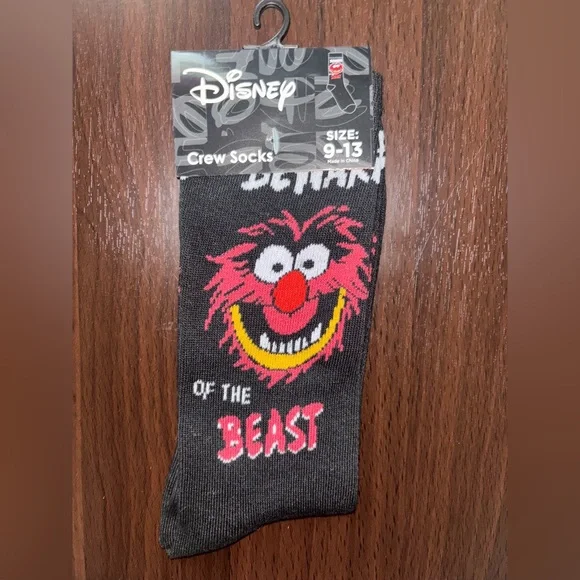 THE MUPPETS “ANIMAL” NOVELTY CREW SOCKS NWT MEN’S SHOE SIZE 9-13