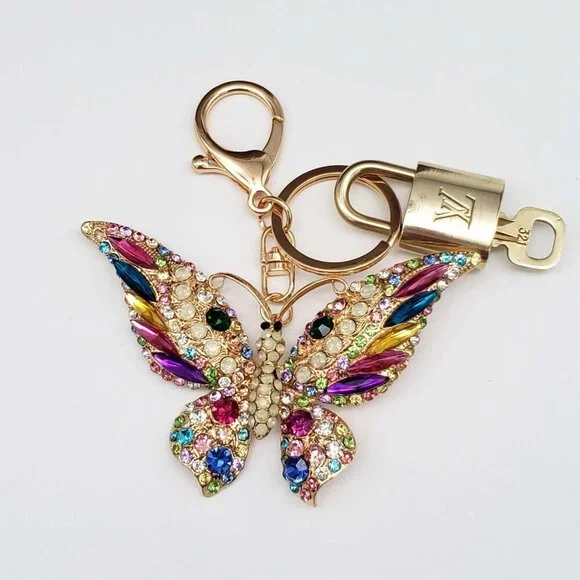 Authentic Louis Vuitton Lock & Key with unbranded Butterfly Bagcharm, Keycharm