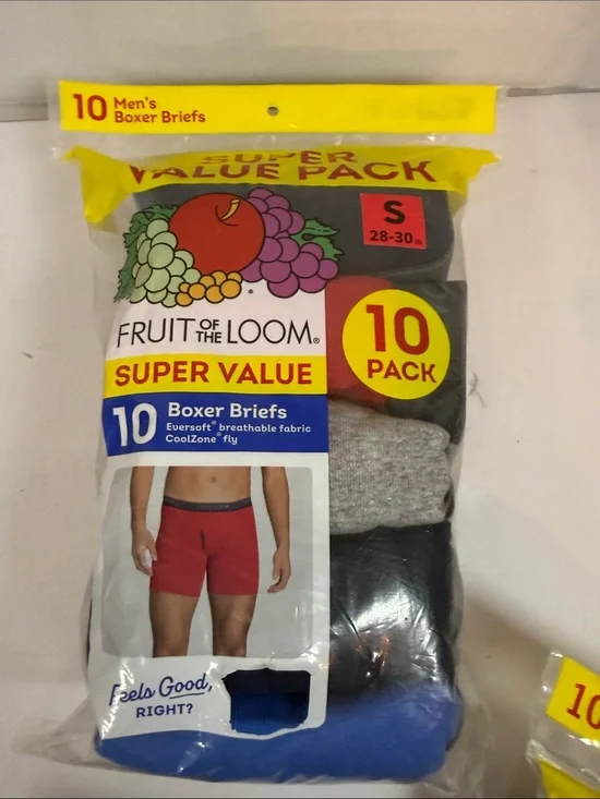 Fruit of the Loom ~ 10-Pair Mens Boxer Brief Underwear Cotton Multicolor ~ Small