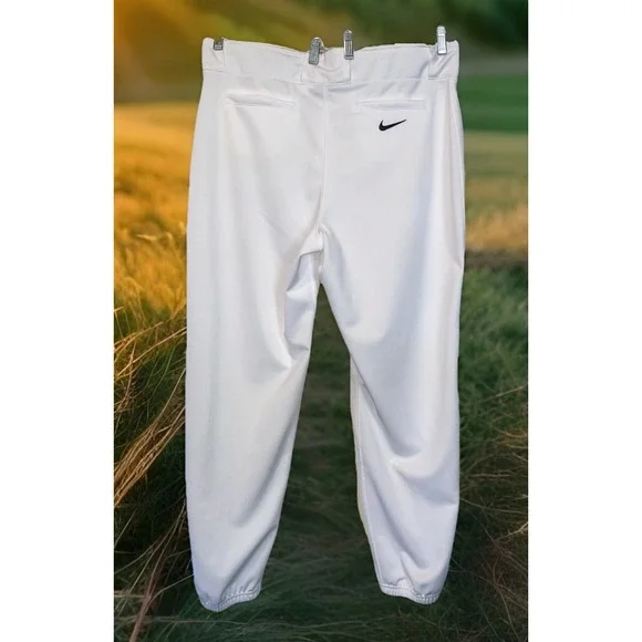 Nike Baseball Pants Men XL‎ White Elastic Ankle Double Knees Swoosh
