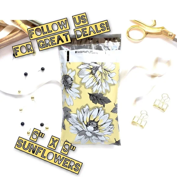 100 Poly Mailers 6x9 Sunflowers