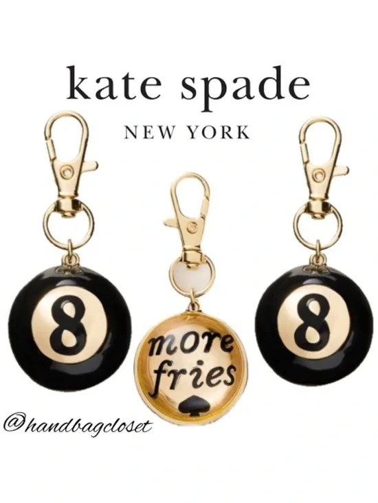 Kate Spade X Target Eight Ball Black & Gold Charm Fob Keychain
