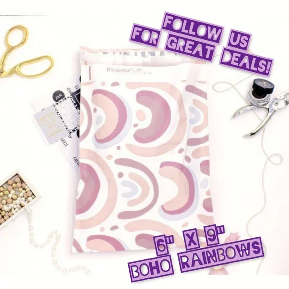 50 Boho Rainbows 6x9 Poly Mailers