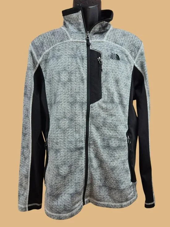 The North Face Gray Black Full Zip Fleece Jacket Medium