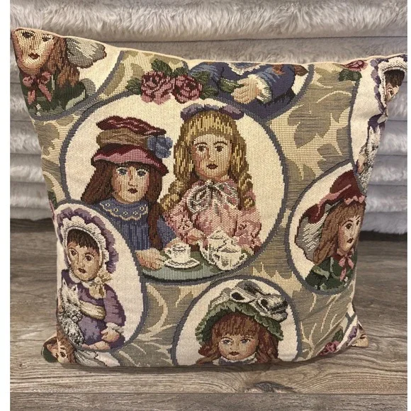 Tapestry Doll‎ Pillow Vintage French Country Cottagecore European Garden