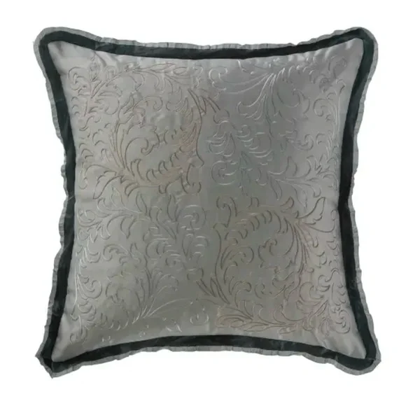 Waterford Ansonia Pewter Decorative Embroidered Throw Pillow 16”x 16”