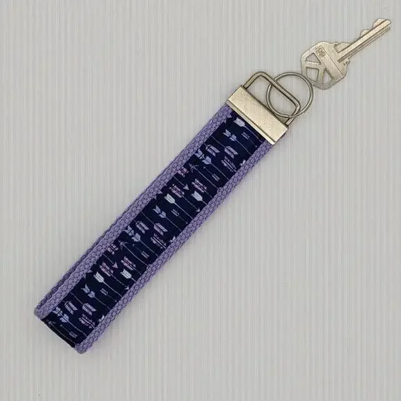 Arrow Keychain Wristlet Feather Boho Fabric Key Ring‎ FOB Purple Farmhouse Gift