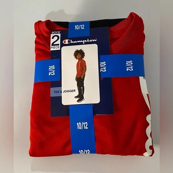 Champion Red Tee and Jogger Set for Boys