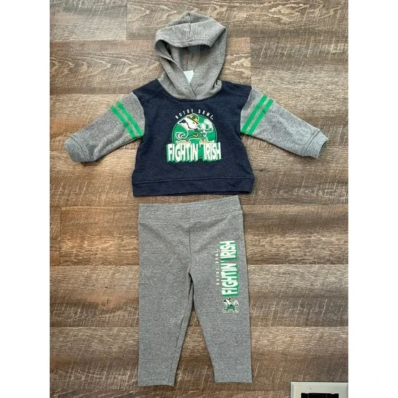 Gen2 Notre Dame Fighting Irish Kids Hoodie and Pants Set Navy Grey 18M
