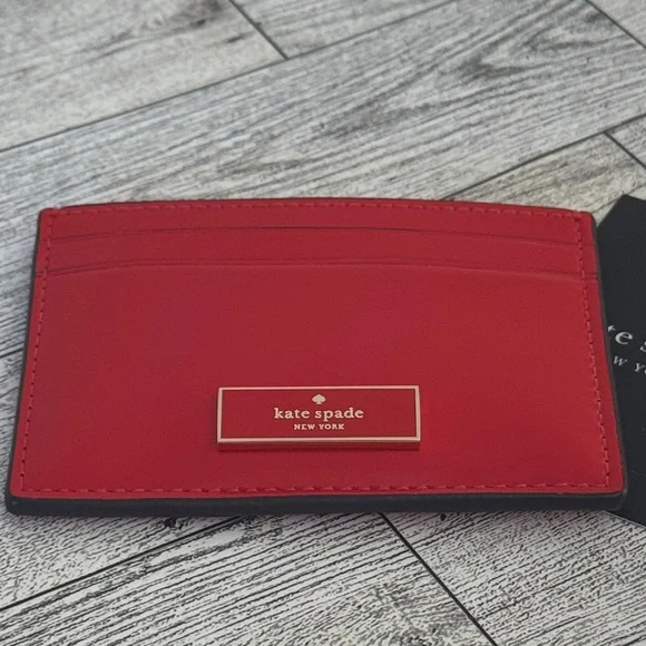 Kate Spade Bridget Red Patent Slim Card Wallet NWT