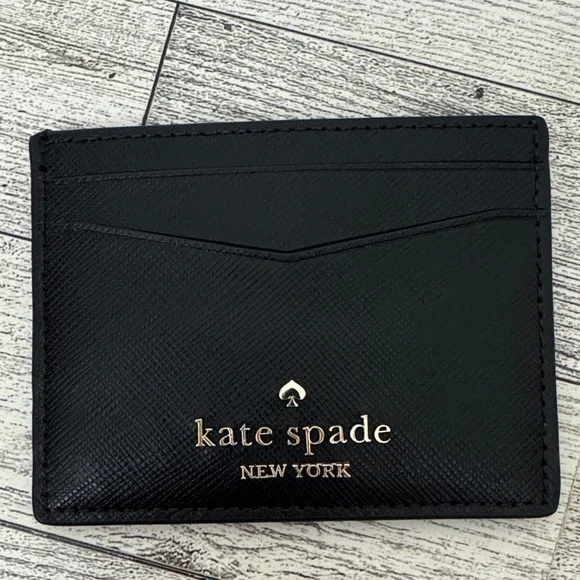 Kate Spade Staci Black Leather Slim Cardholder NWT