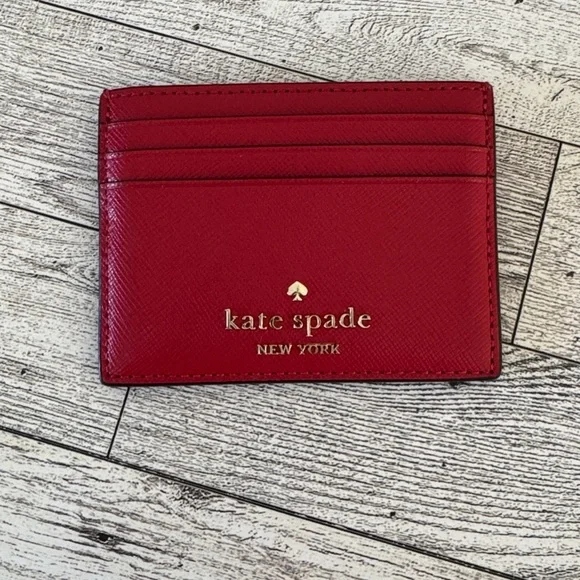 Kate Spade Red Leather Slim Card Wallet