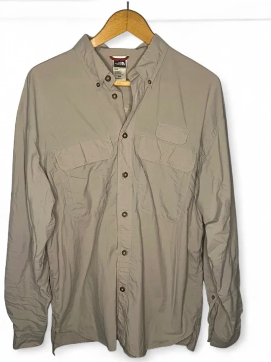 The North Face Utility Button Down Shirt Medium Khaki Outdoor