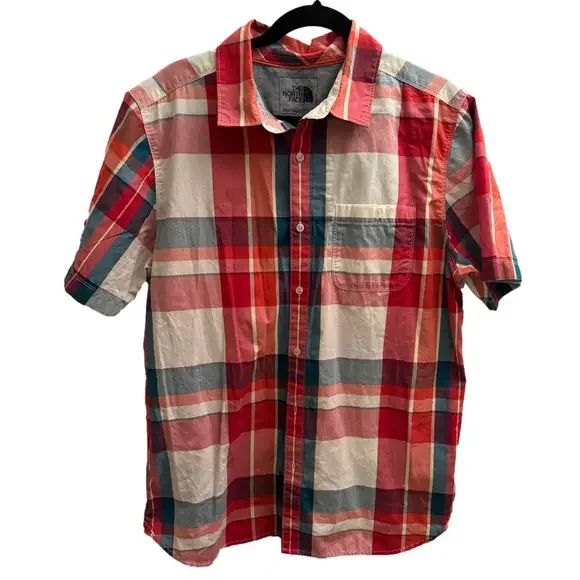 THE NORTH FACE Multi Red Plaid Short Sleeve Button Up Shirt L