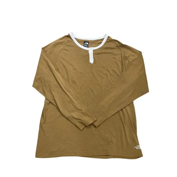 The North Face Mens Long Sleeve Henley FlashDry T Shirt Tan XXL