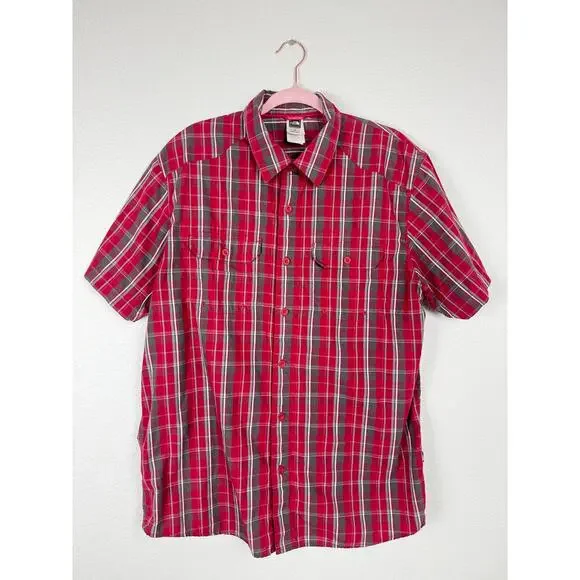 The North Face Plaid Shirt Red Gray Gorpcore Hiking Outdoor Core