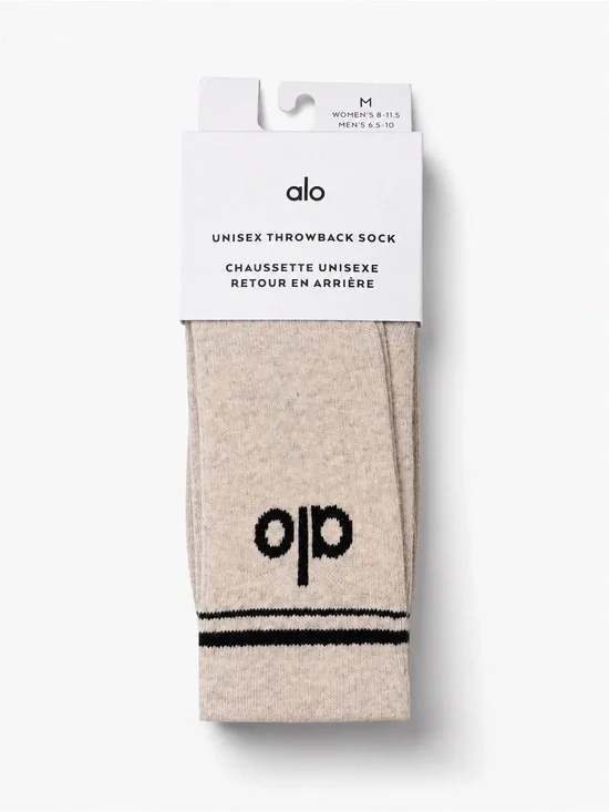Alo Yoga Unisex Throwback Crew Socks Oatmeal Heather Green Size Medium NWT