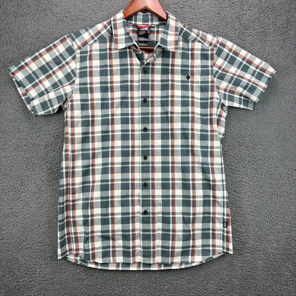 The North Face Mens Medium Plaid Short Sleeve Button Down Shirt