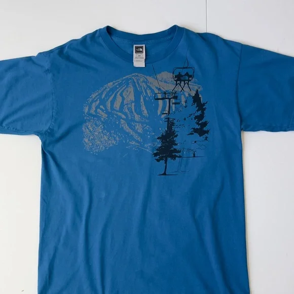The North Face Blue Graphic Mountain Tee - Casual Men’s Shirt